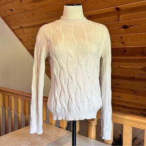 Cocobleu Women's Cashmere Blend High Neck Beige Pullover Cardigan Size S